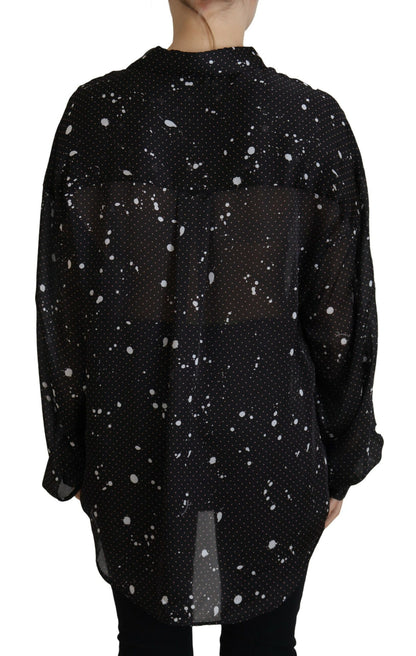 Dsquared² Black Polka Dots Collared Button Down Blouse Top by Dsquared²