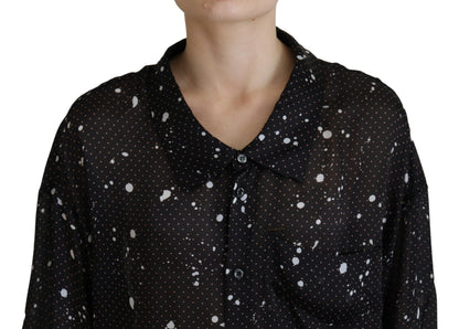 Dsquared² Black Polka Dots Collared Button Down Blouse Top by Dsquared²