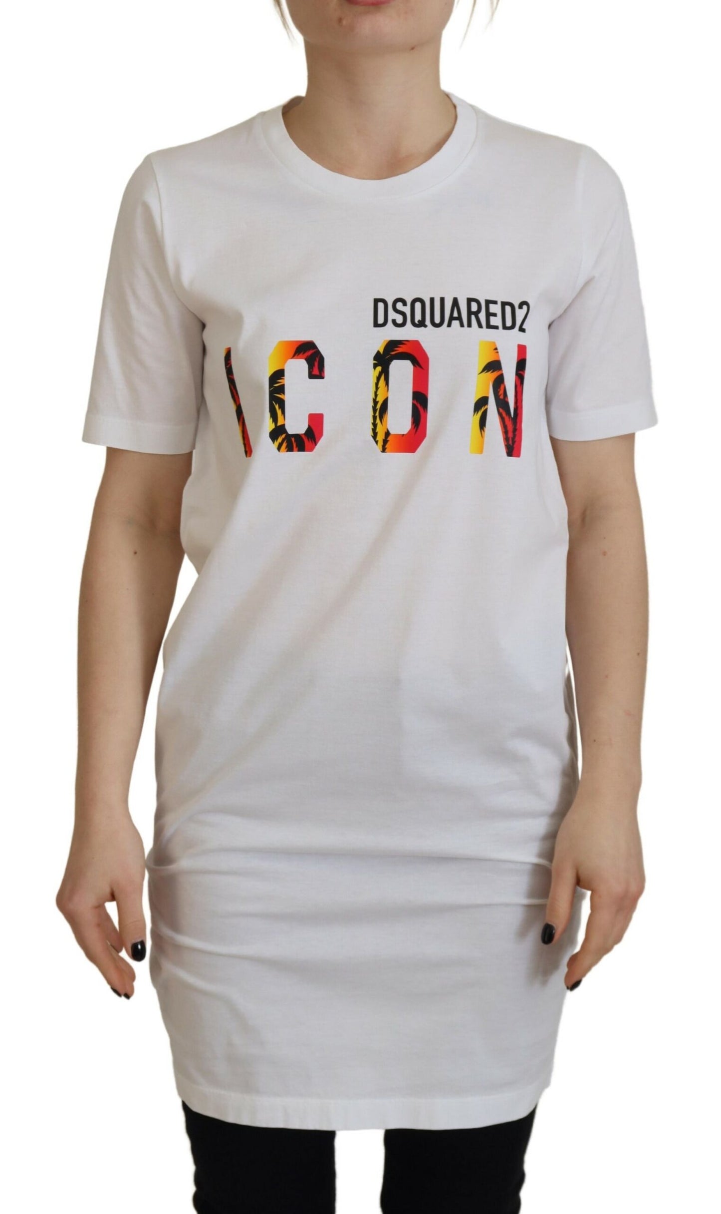 Dsquared² White Cotton Icon Logo Print Crewneck T-shirt by Dsquared²