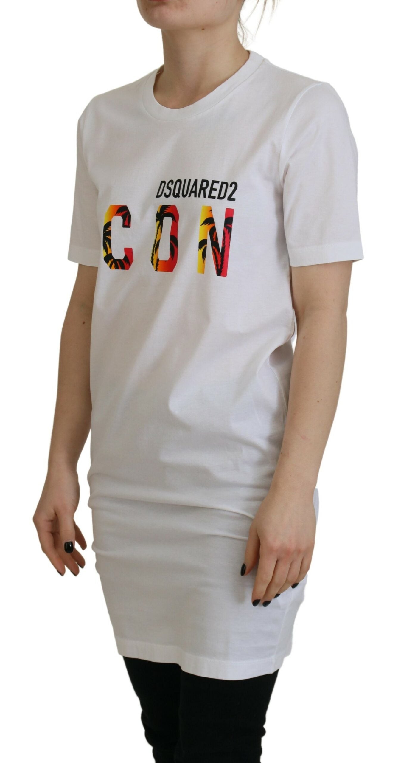 Dsquared² White Cotton Icon Logo Print Crewneck T-shirt by Dsquared²