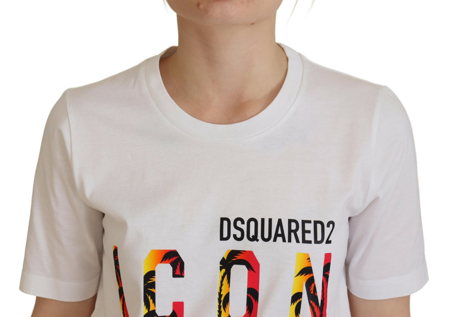 Dsquared² White Cotton Icon Logo Print Crewneck T-shirt by Dsquared²
