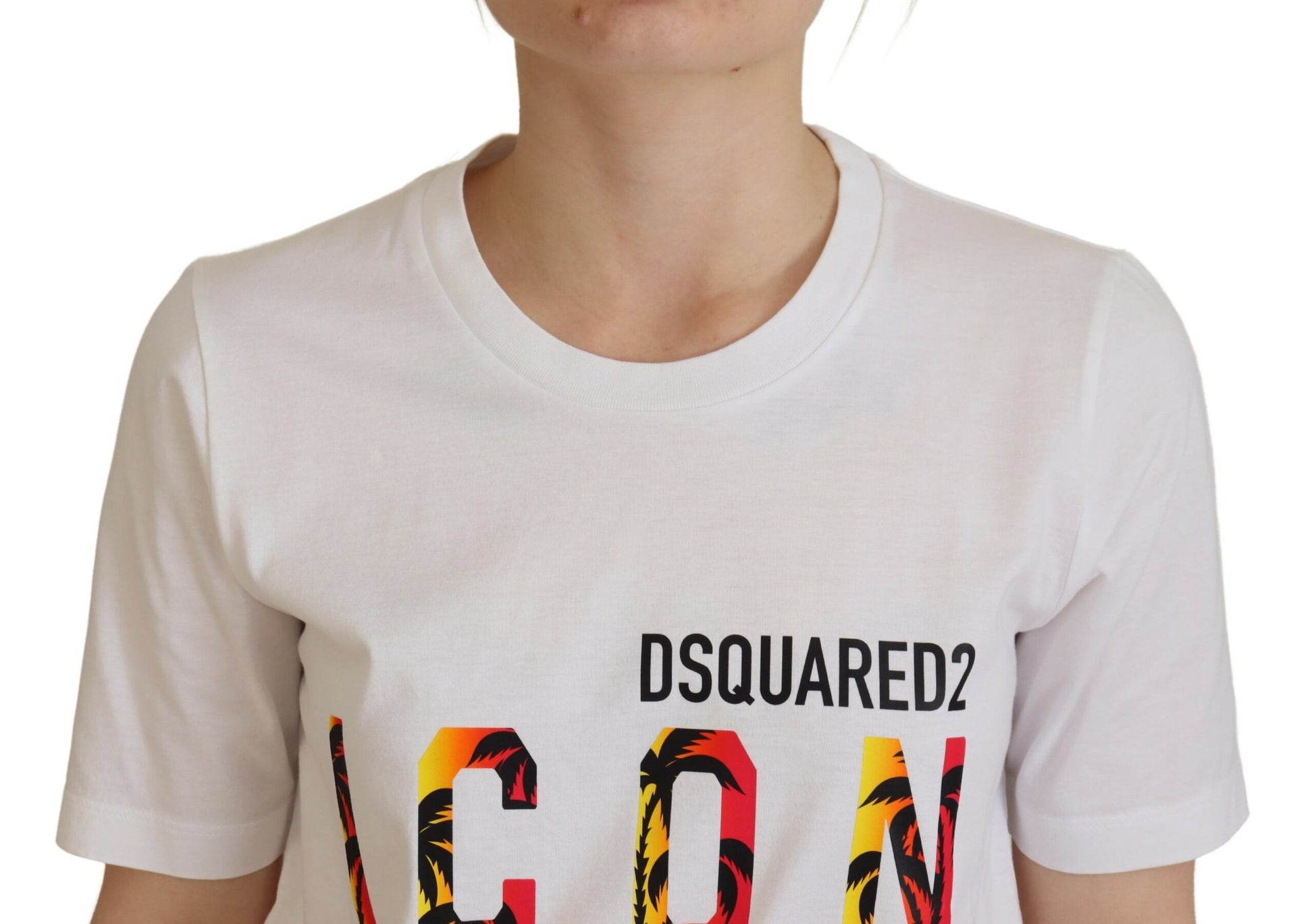Dsquared² White Cotton Icon Logo Print Crewneck T-shirt by Dsquared²