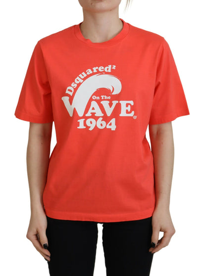 Dsquared² Orange Logo Cotton Crewneck Short Sleeve T-shirt by Dsquared²