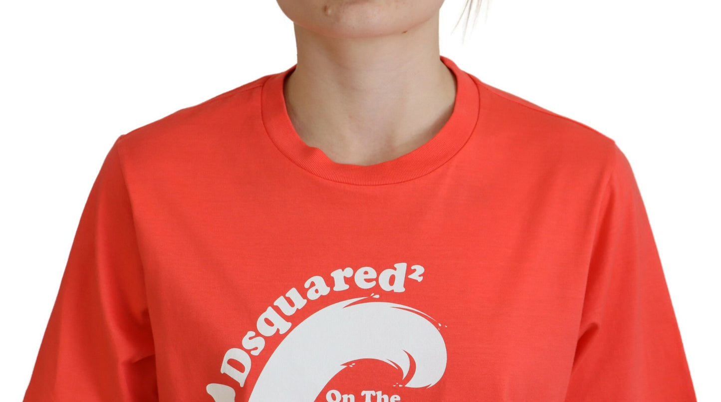 Dsquared² Orange Logo Cotton Crewneck Short Sleeve T-shirt by Dsquared²