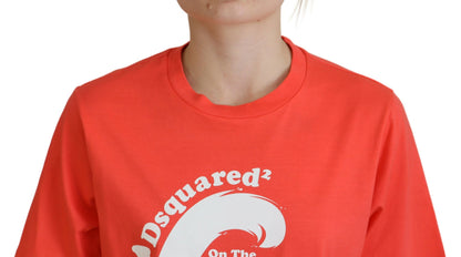 Dsquared² Orange Logo Cotton Crewneck Short Sleeve T-shirt by Dsquared²
