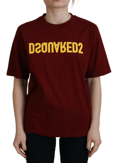 Dsquared² Maroon Logo Cotton Crewneck Short Sleeve Tee T-shirt by Dsquared²