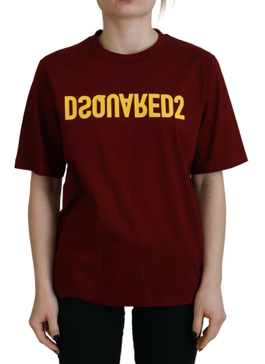 Dsquared² Maroon Logo Cotton Crewneck Short Sleeve Tee T-shirt by Dsquared²