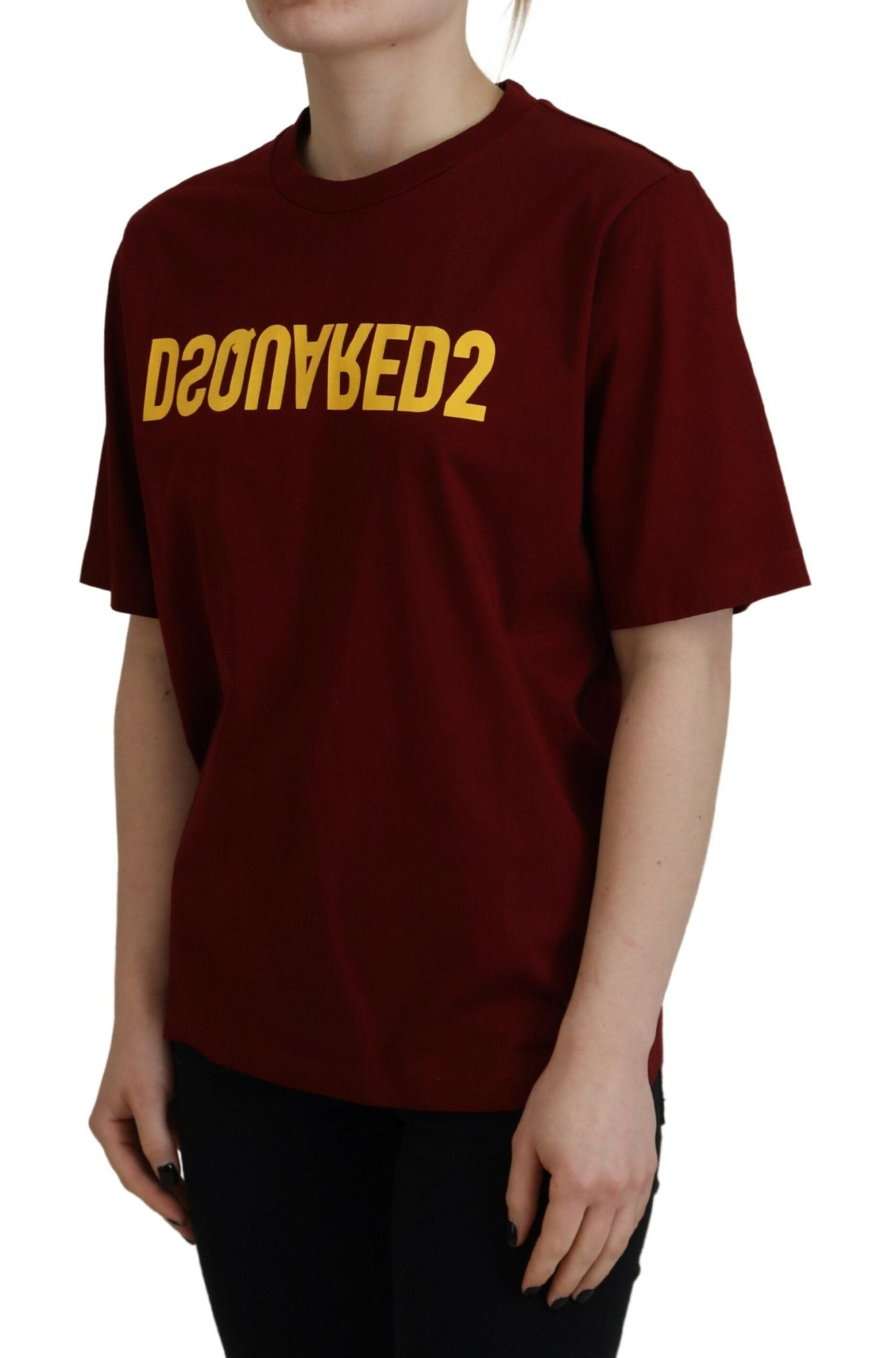 Dsquared² Maroon Logo Cotton Crewneck Short Sleeve Tee T-shirt by Dsquared²