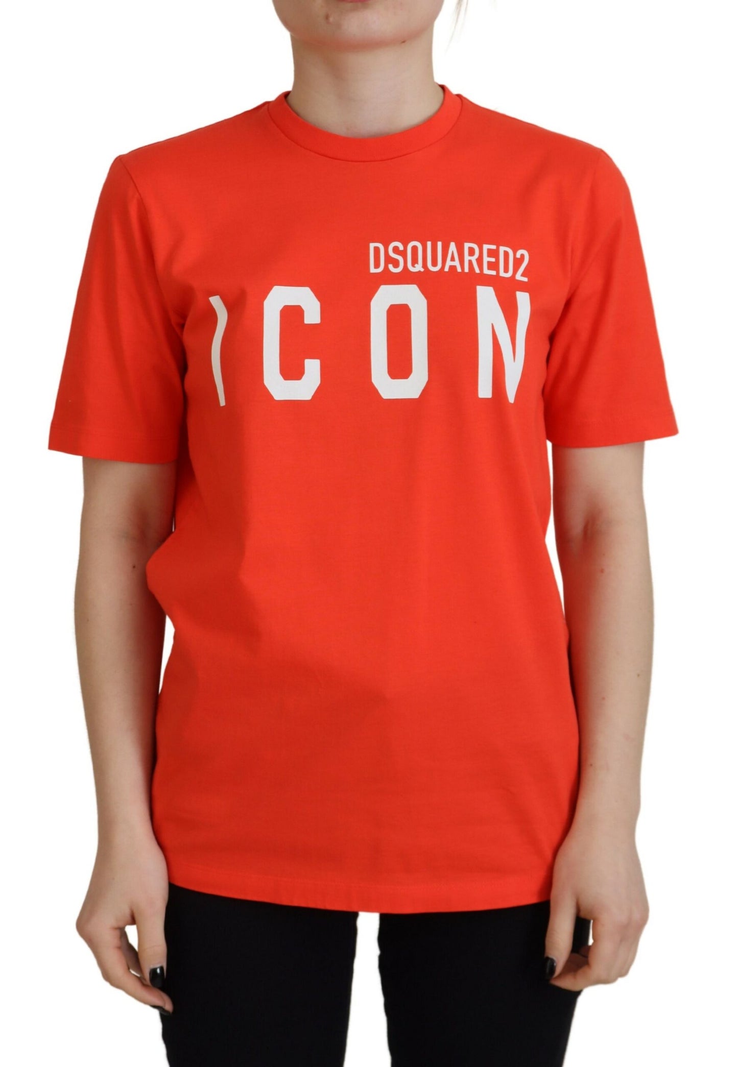 Dsquared² Orange Cotton Shiny Icon East Tee Crewneck T-shirt by Dsquared²