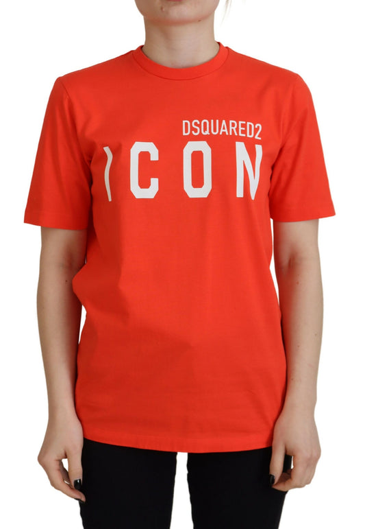 Dsquared² Orange Cotton Shiny Icon East Tee Crewneck T-shirt by Dsquared²