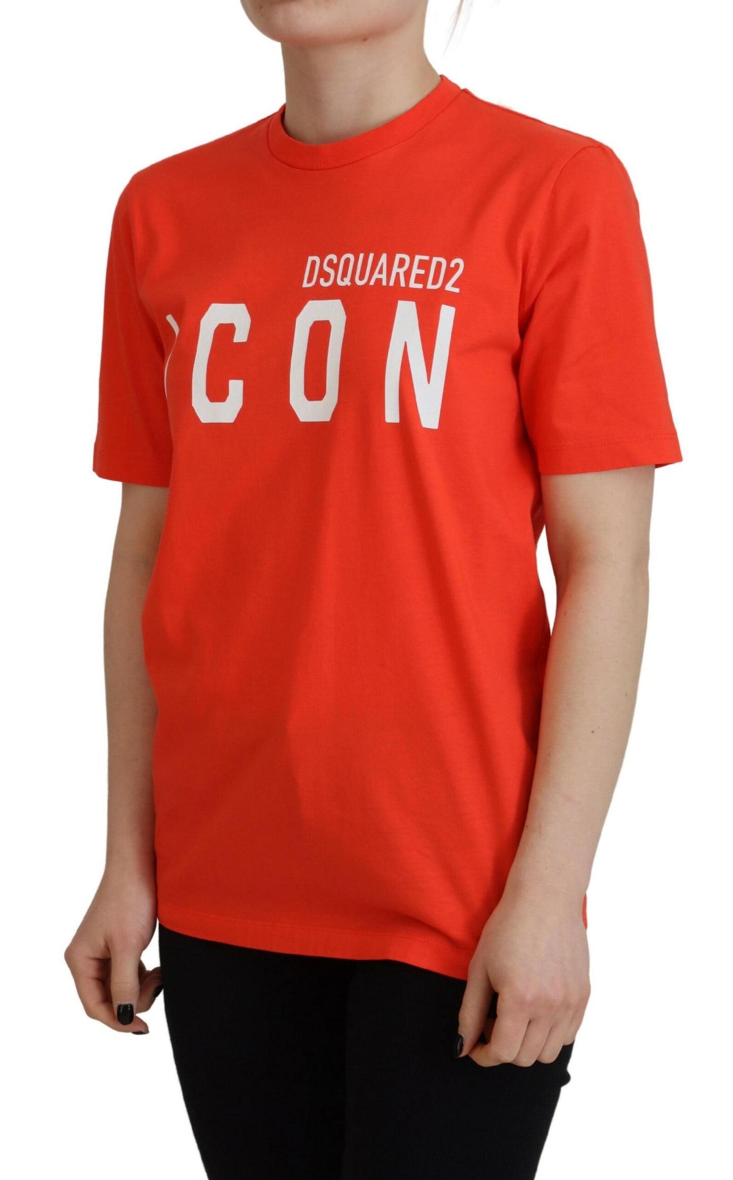 Dsquared² Orange Cotton Shiny Icon East Tee Crewneck T-shirt by Dsquared²