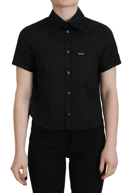 Dsquared² Black Collared Button Down Short Sleeves Polo Top by Dsquared²