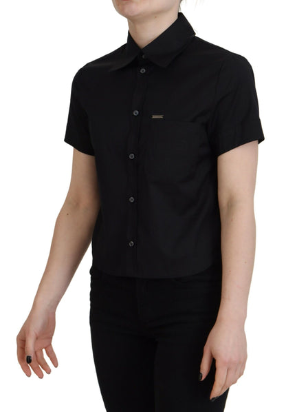 Dsquared² Black Collared Button Down Short Sleeves Polo Top by Dsquared²