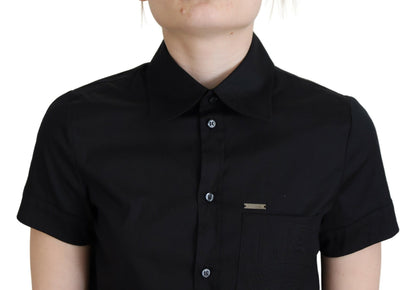 Dsquared² Black Collared Button Down Short Sleeves Polo Top by Dsquared²
