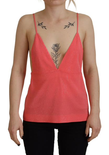 Dsquared² Pink Sleeveless Spaghetti Strap Cami V-neck Top by Dsquared²