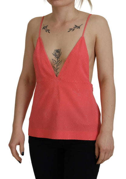Dsquared² Pink Sleeveless Spaghetti Strap Cami V-neck Top by Dsquared²