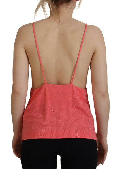 Dsquared² Pink Sleeveless Spaghetti Strap Cami V-neck Top by Dsquared²
