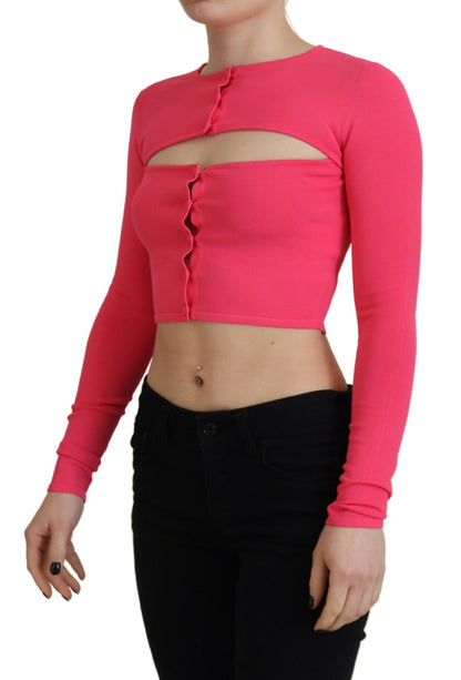 Dsquared² Pink Viscose Knit Open Chest Long Sleeves Top by Dsquared²