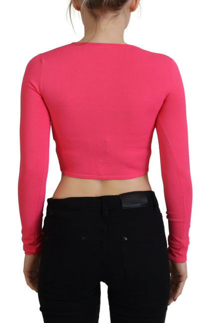 Dsquared² Pink Viscose Knit Open Chest Long Sleeves Top by Dsquared²