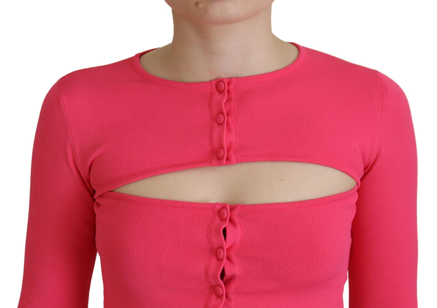 Dsquared² Pink Viscose Knit Open Chest Long Sleeves Top by Dsquared²