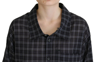 Dsquared² Black Checkered Collared Button Long Sleeves Shirt by Dsquared²