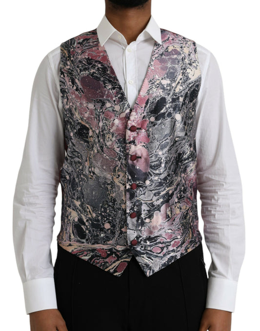 Gilet de soirée en soie multicolore Galaxy de Dolce &amp; Gabbana