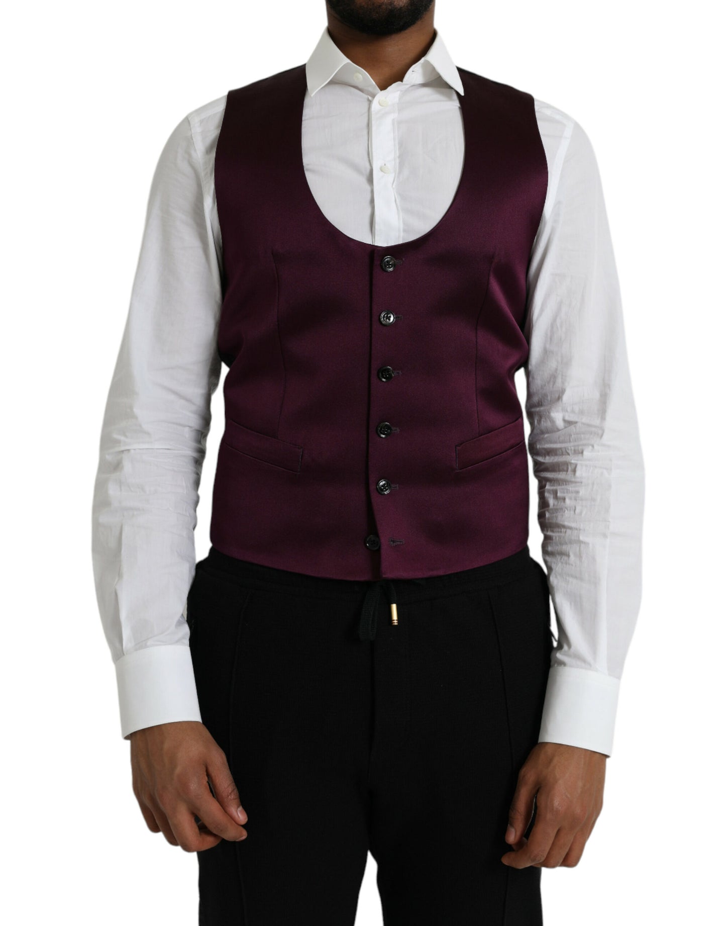 Dolce &amp; Gabbana Robe gilet en satin de soie marron Gilet formel
