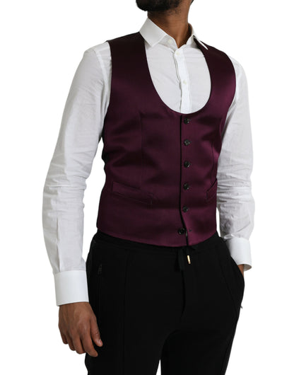 Dolce &amp; Gabbana Robe gilet en satin de soie marron Gilet formel
