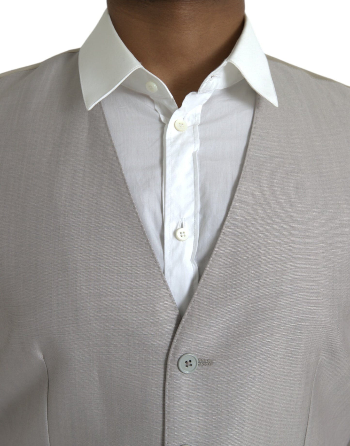 Dolce &amp; Gabbana Light Gray Wool Formal Dress Waistcoat Vest