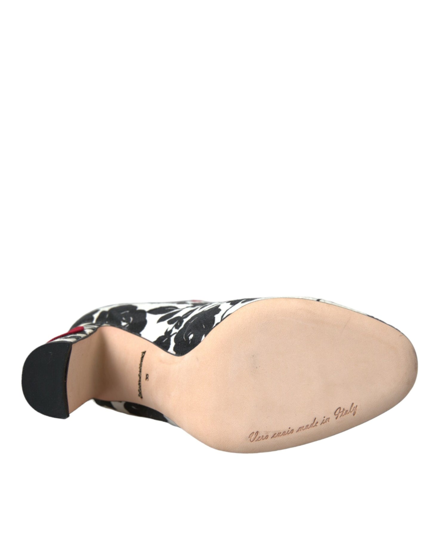 Dolce &amp; Gabbana - Bottines hautes en cuir blanc à motif floral et cœurs