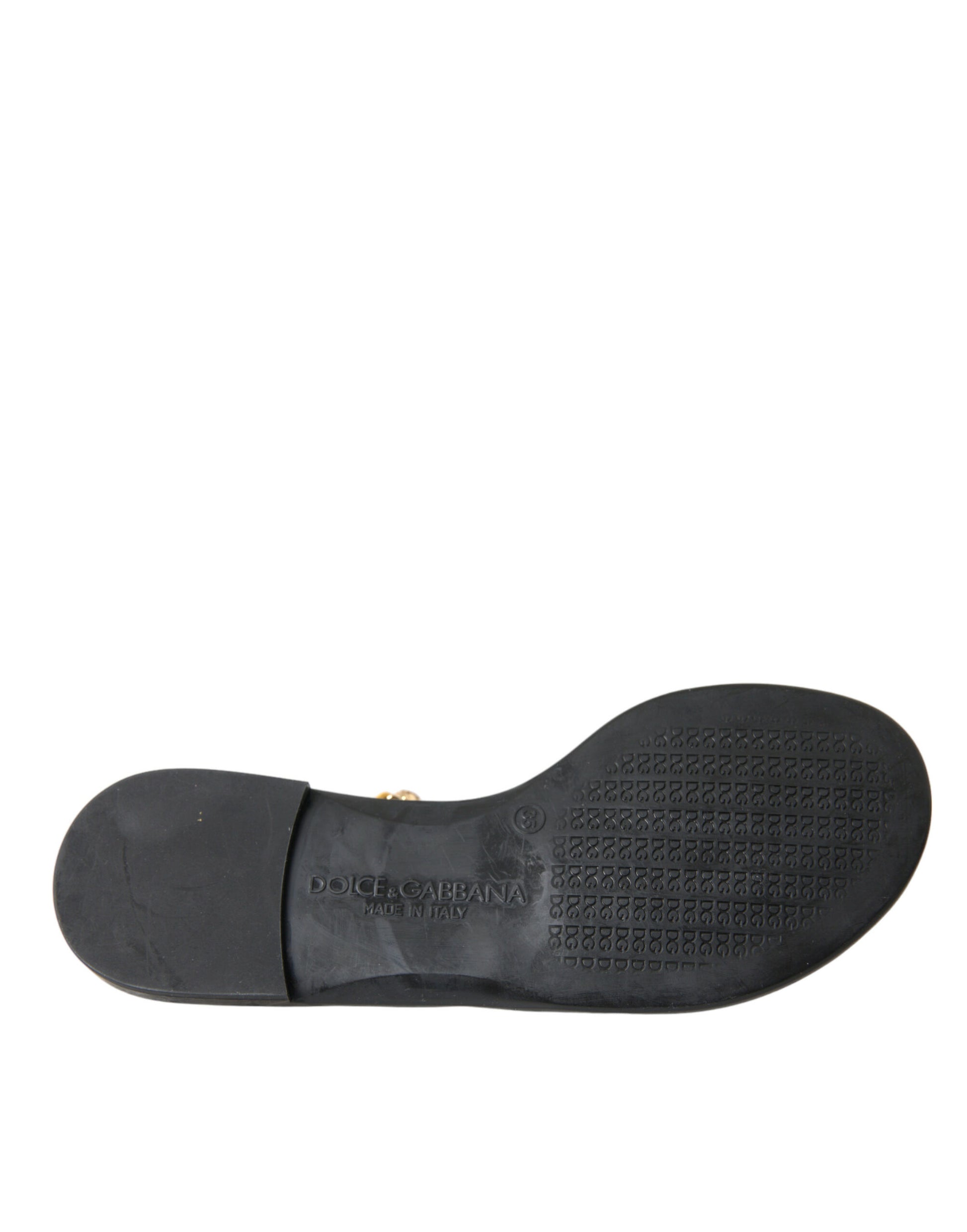 Dolce & Gabbana Mustard Crystal Calf Leather Beachwear Shoes by Dolce & Gabbana