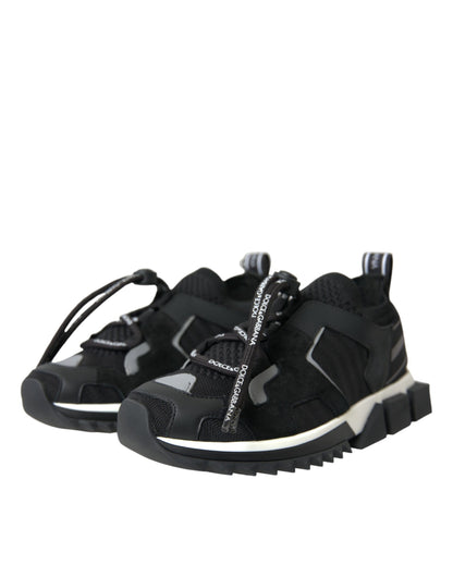 Dolce & Gabbana Black Mesh Sorrento Trekking Sneakers Shoes by Dolce & Gabbana