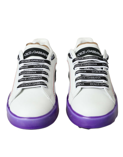 Dolce & Gabbana White Leather Portofino Low Top Sneakers Shoes by Dolce & Gabbana