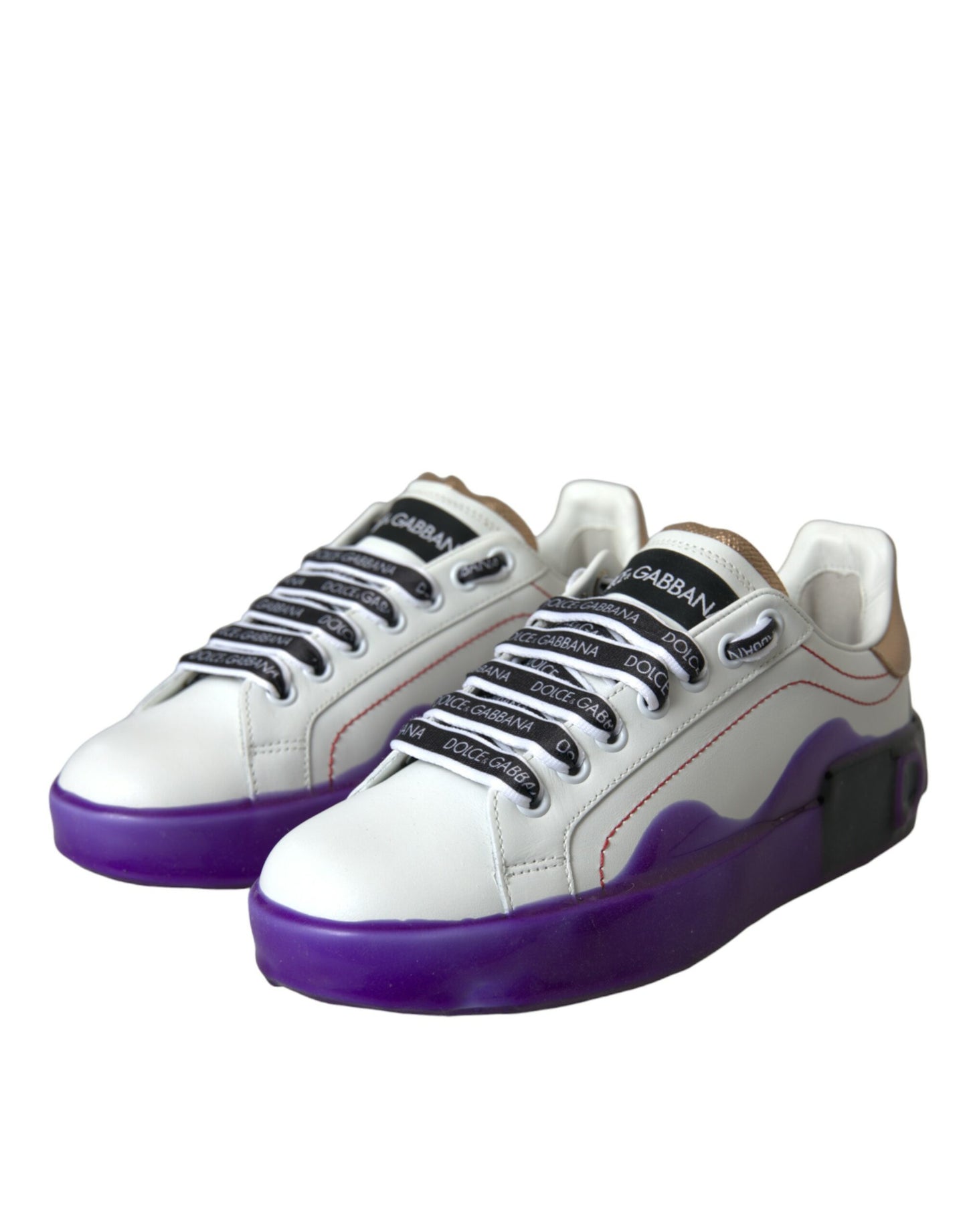 Dolce & Gabbana White Leather Portofino Low Top Sneakers Shoes by Dolce & Gabbana