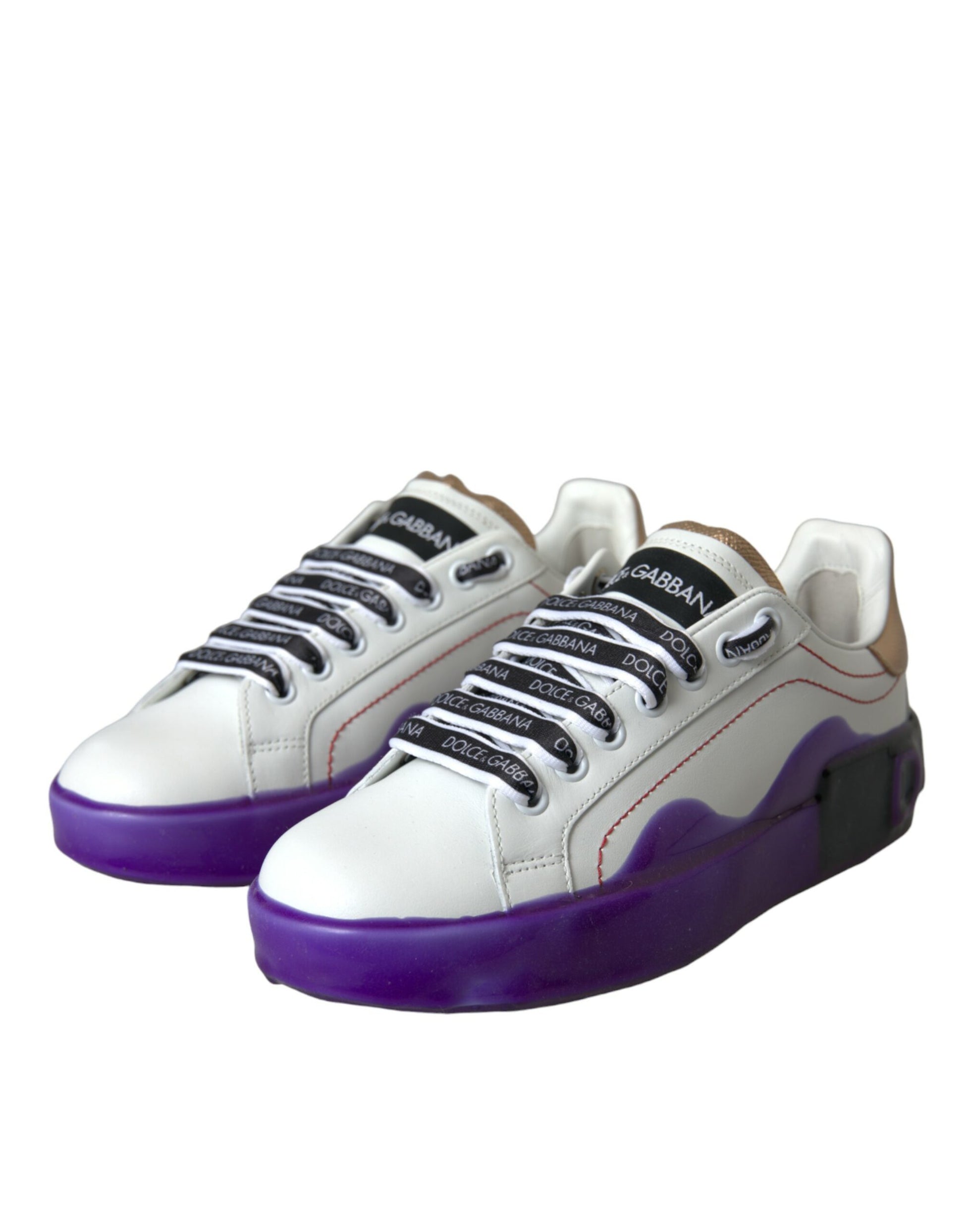 Dolce & Gabbana White Leather Portofino Low Top Sneakers Shoes by Dolce & Gabbana