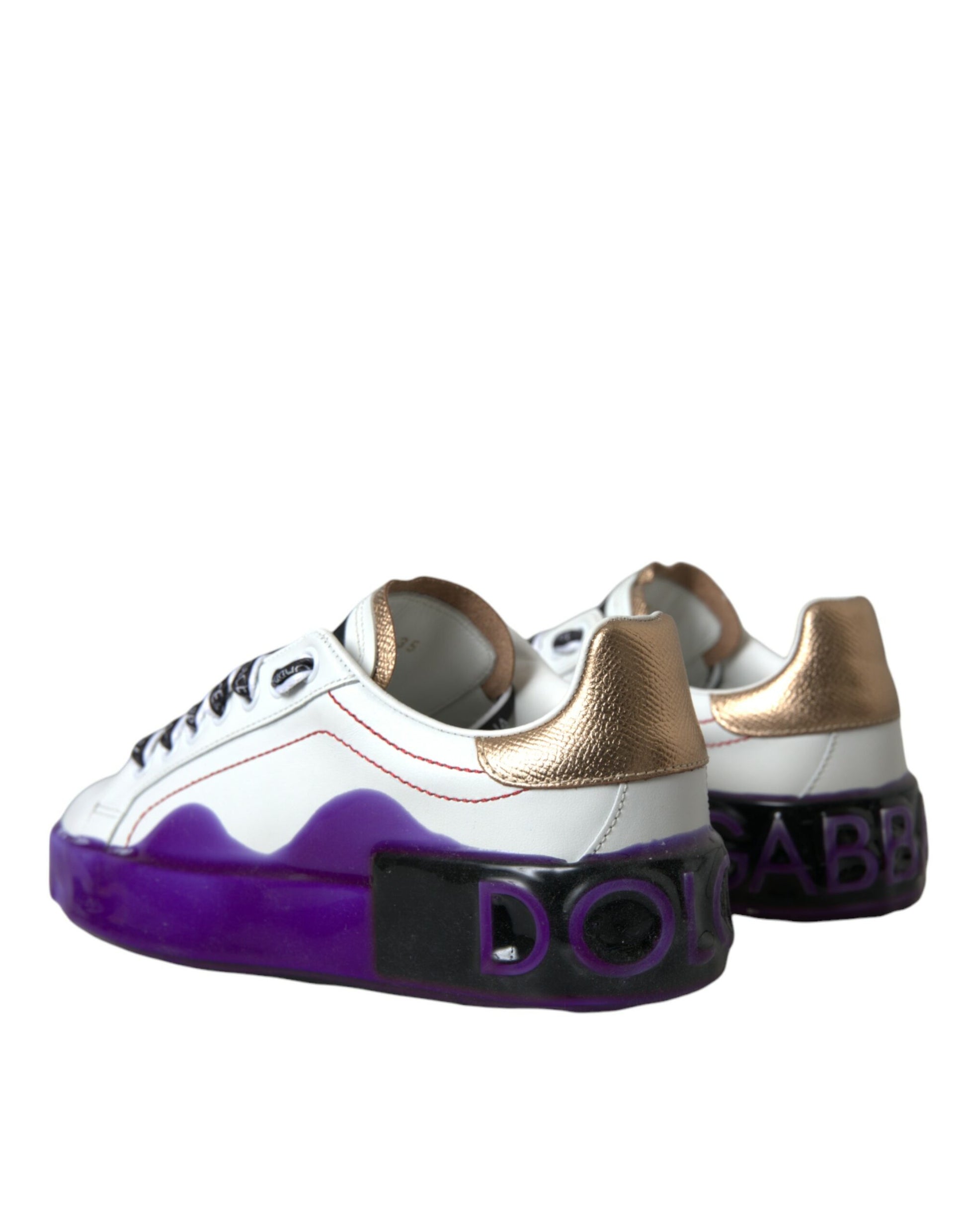 Dolce & Gabbana White Leather Portofino Low Top Sneakers Shoes by Dolce & Gabbana