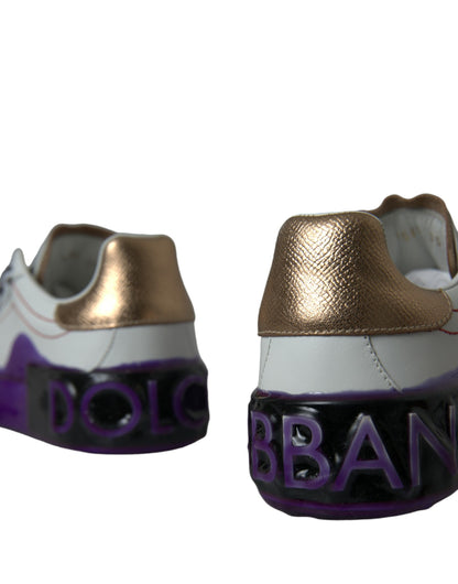 Dolce & Gabbana White Leather Portofino Low Top Sneakers Shoes by Dolce & Gabbana