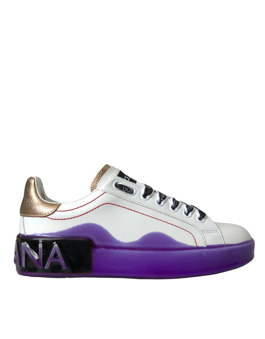 Dolce & Gabbana White Leather Portofino Low Top Sneakers Shoes by Dolce & Gabbana