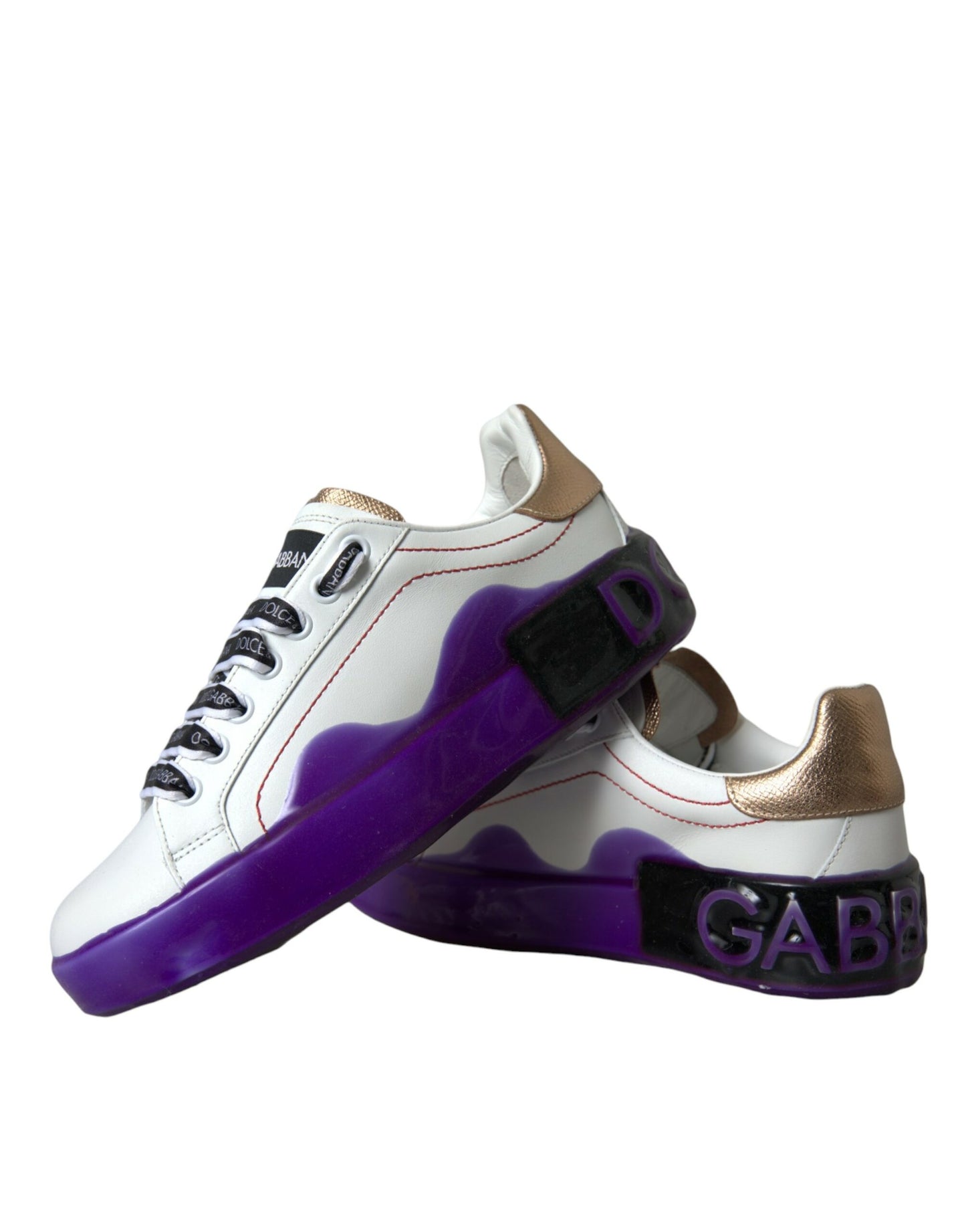 Dolce & Gabbana White Leather Portofino Low Top Sneakers Shoes by Dolce & Gabbana