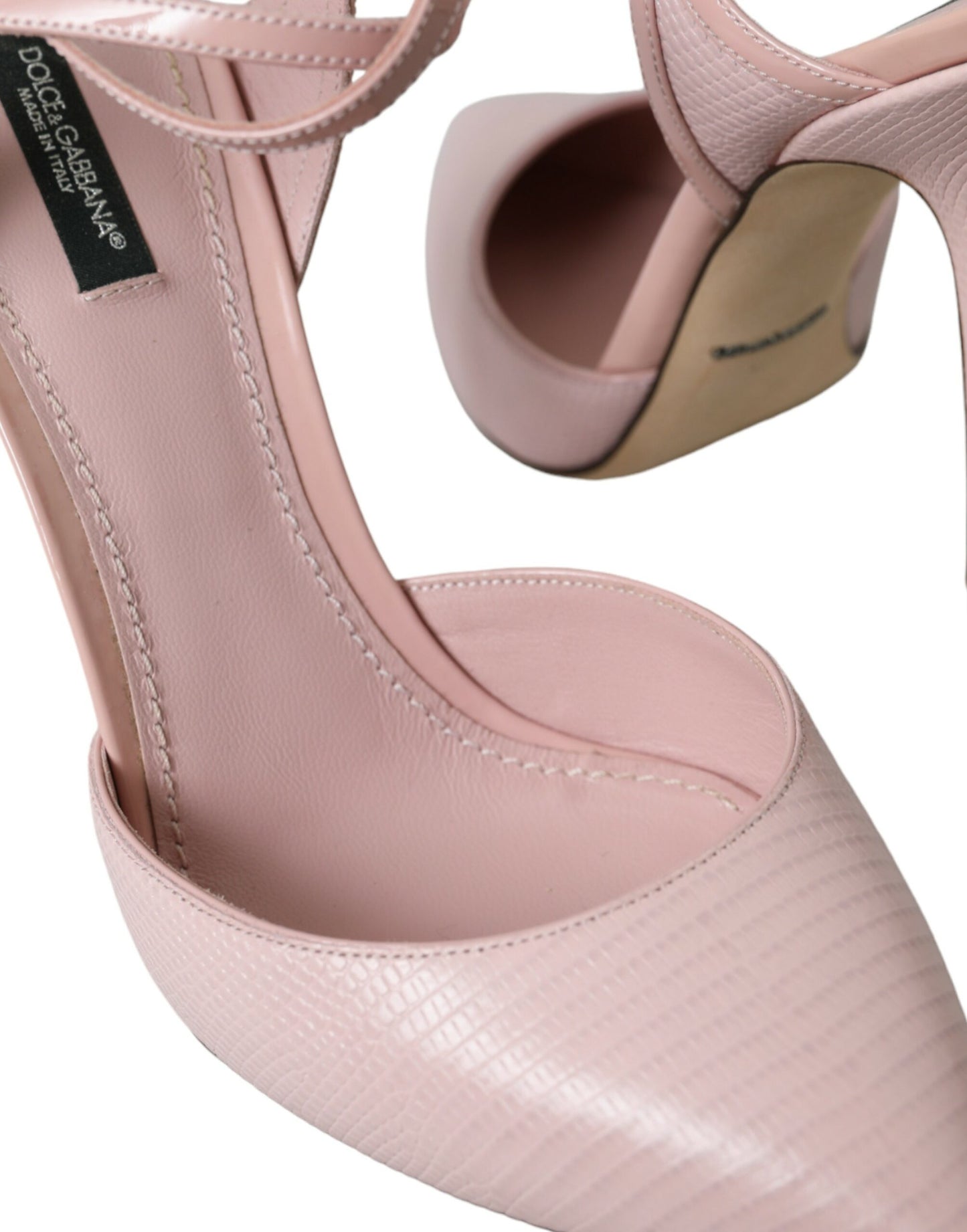 Escarpins à talons et bride cheville en cuir rose Dolce &amp; Gabbana