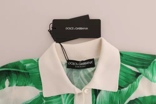 Dolce & Gabbana Green Banana Print Silk Polo T-shirt by Dolce & Gabbana
