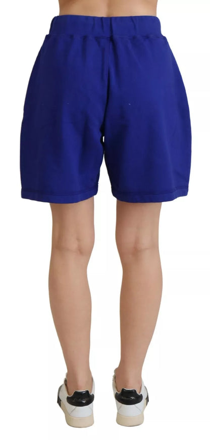 Short de survêtement taille haute en coton bleu avec logo Dsquared²