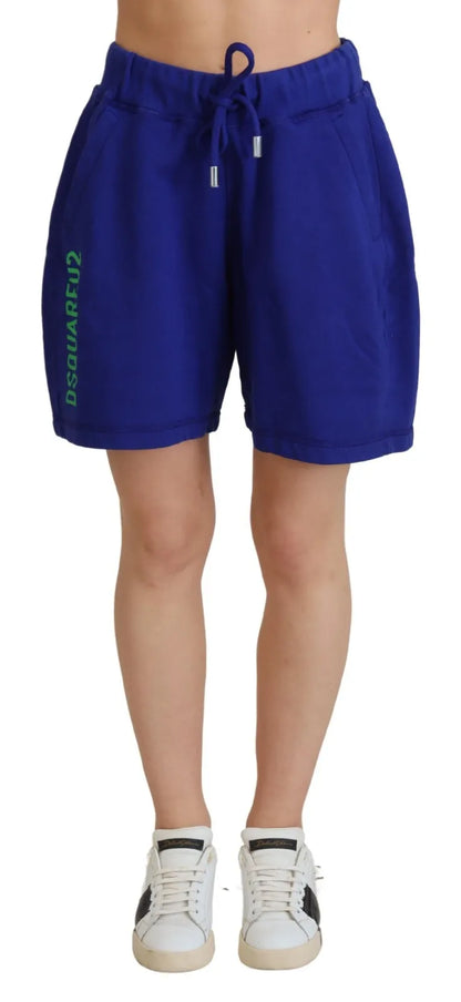 Short de survêtement taille haute en coton bleu avec logo Dsquared²