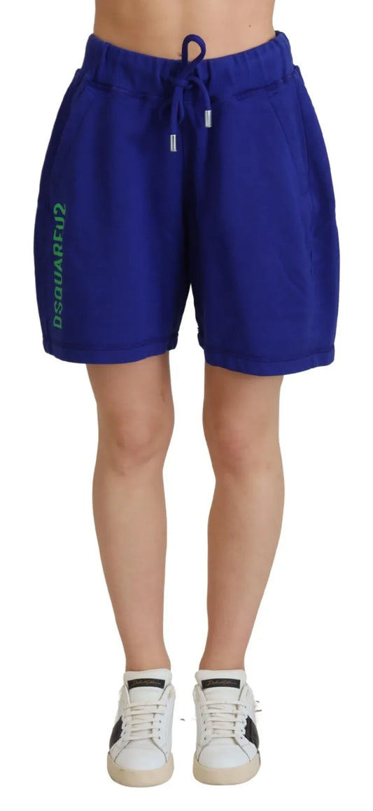 Short de survêtement taille haute en coton bleu avec logo Dsquared²