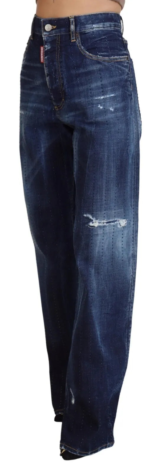 Dsquared² Blue High Waist Straight Denim Jeans San Diego by Dsquared²