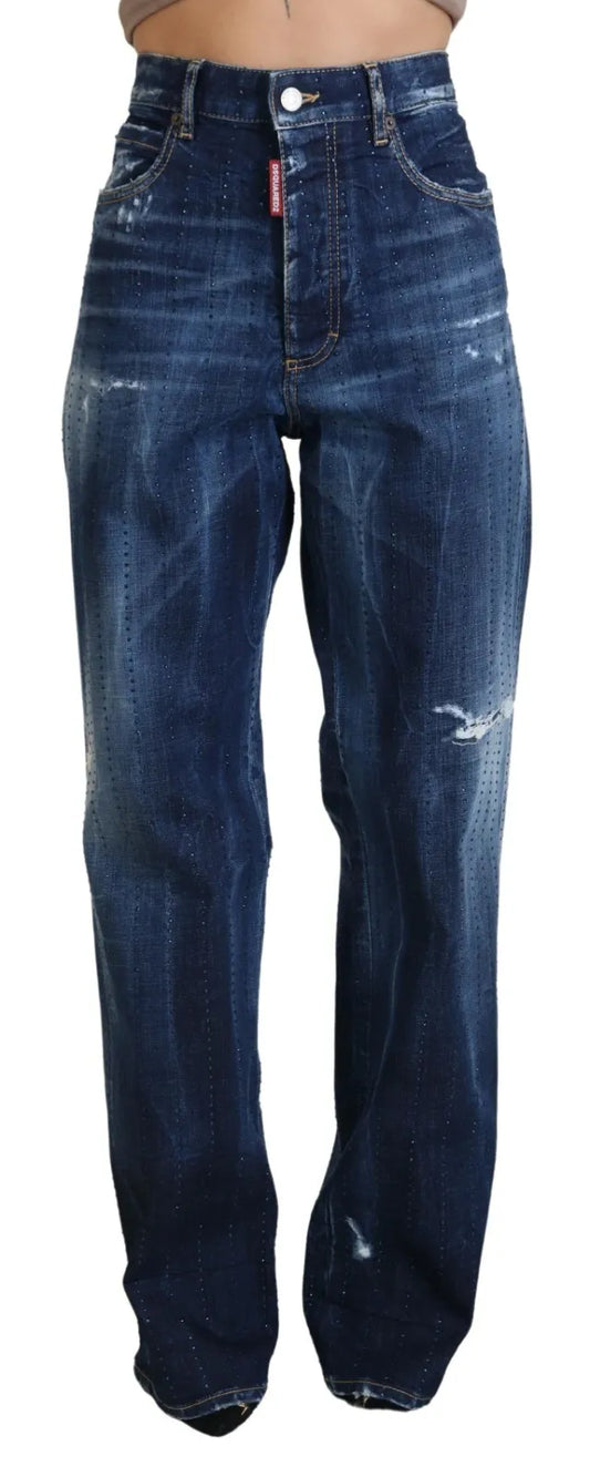 Dsquared² Blue High Waist Straight Denim Jeans San Diego by Dsquared²