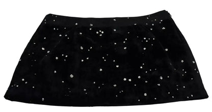 Mini-jupe trapèze taille moyenne noire à ornements Dsquared²