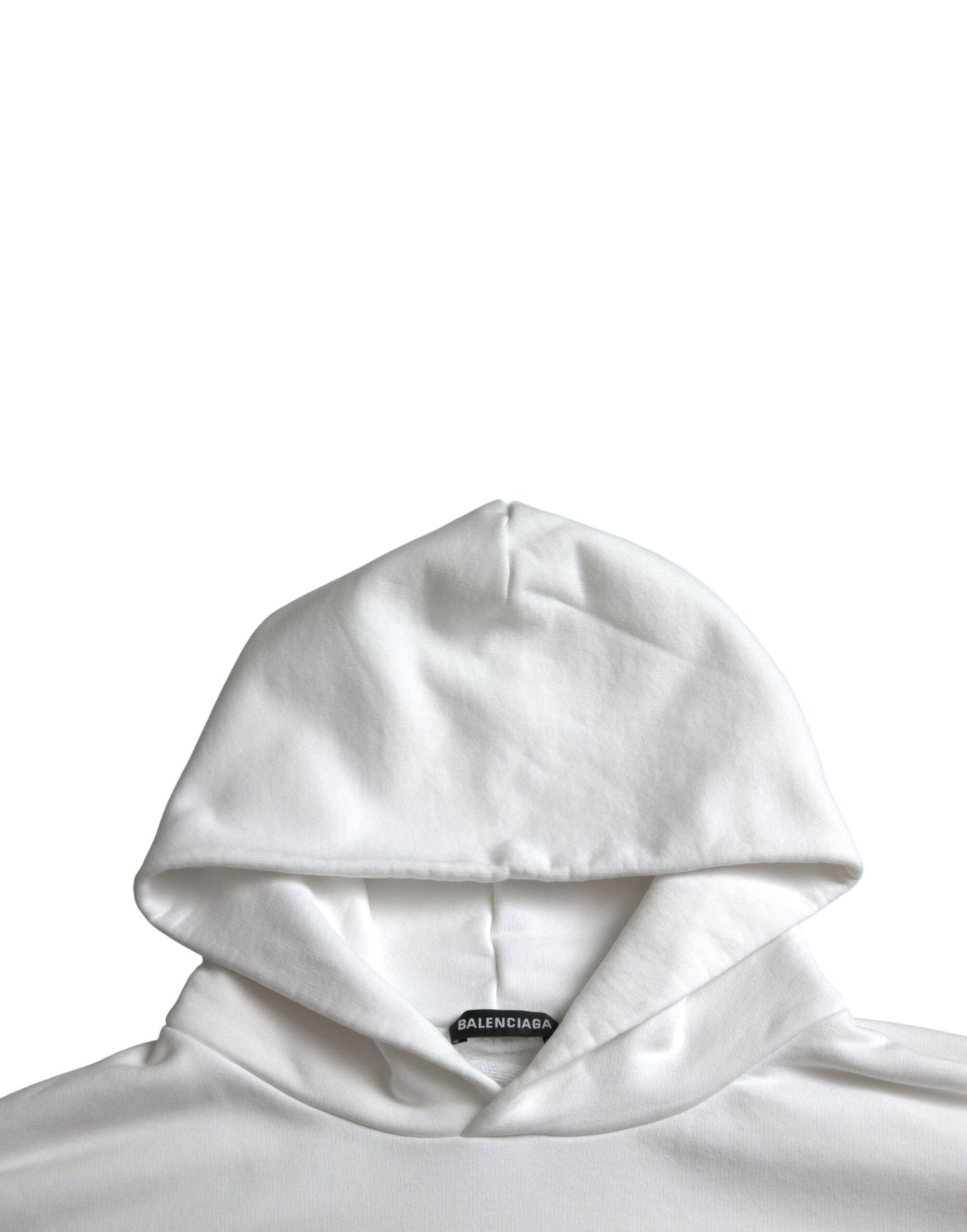 Pull-over à capuche en coton blanc avec logo Balenciaga