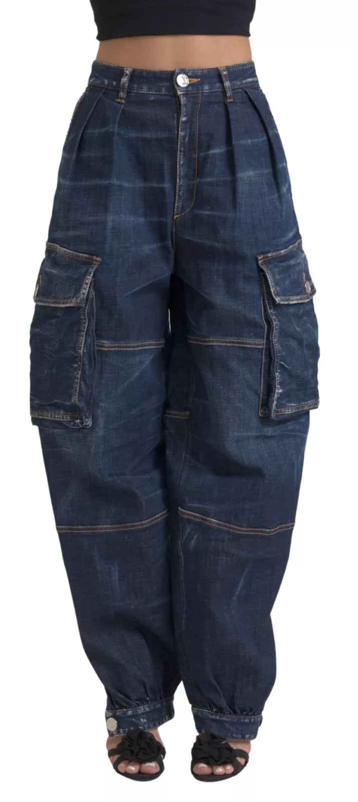 Dsquared² Blue High Waist Cotton Cargo Baggy Denim Jeans by Dsquared²