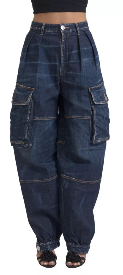 Dsquared² Blue High Waist Cotton Cargo Baggy Denim Jeans by Dsquared²